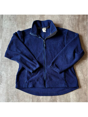 Vintage L.L Bean Full Zip Fleece Sweater Women’s Large Blue